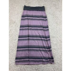 Horny Toad Maxi Skirt Womens Small Purple Gray Stripe Stretchy Fold Over 90s Y2K